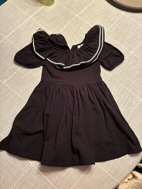 Janie and Jack Black Dress with Decorative White Trim